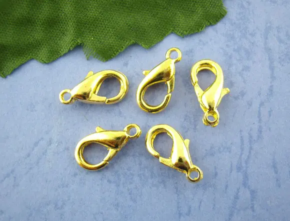DoreenBeads 10 шт. золотистый крючок для украшений Лобстер попуги застежки 14х7 мм |