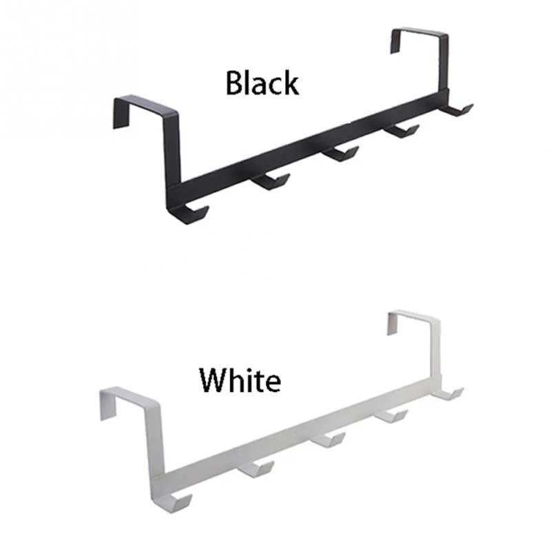 

Durable Door Hook Living Room Wall Hanger Hat Durable Kitchen 5 Hooks Bearing Black White Color Bearing Hook Rack Door Hanger