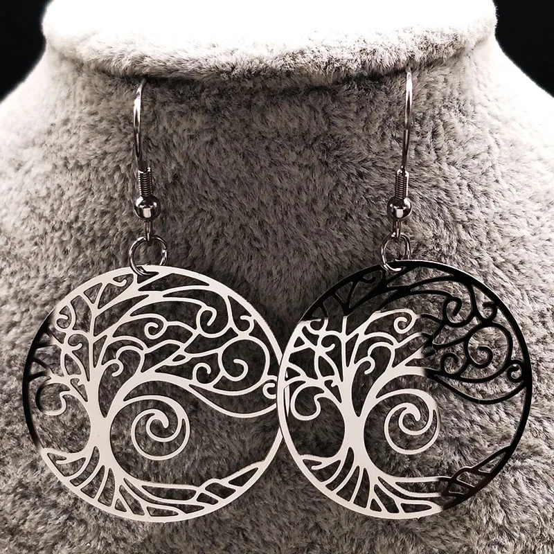 Женские серьги подвески Древо жизни из нержавеющей стали|bohemian drop earrings|bohemian