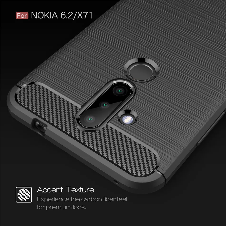 Silicone Case For Nokia 6.1 Plus X6 6 6.2 ShockProof Fitted Carbon Fiber TPU Phone Cover | Мобильные телефоны и