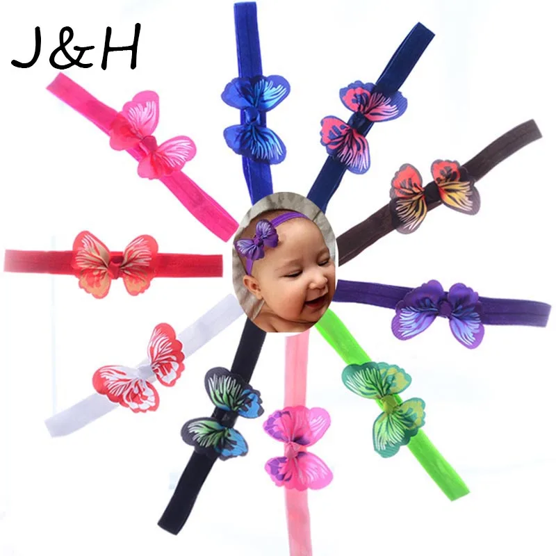 Модный головной убор для маленьких девочек с бабочками ленточная повязка на голову эластичные детские