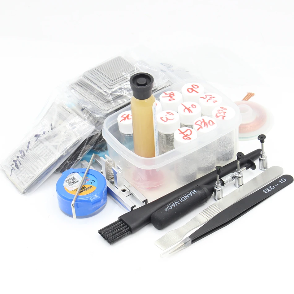 459pcs/lot BGA Reballing Rework Directly Heat Stencils Template Paste Reballing Station kit 10pcs BGA Solder balls