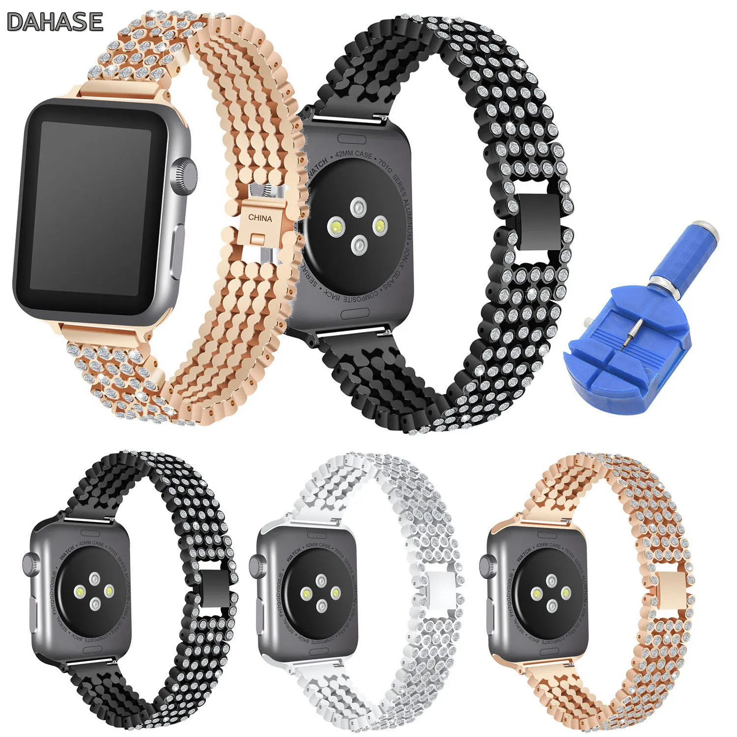 

Bling Crystal Diamond Strap for Apple Watch Band 38/40mm 42/44mm Stainless Steel Replace Band for iWatch Series 1 2 3 4 Bracelet