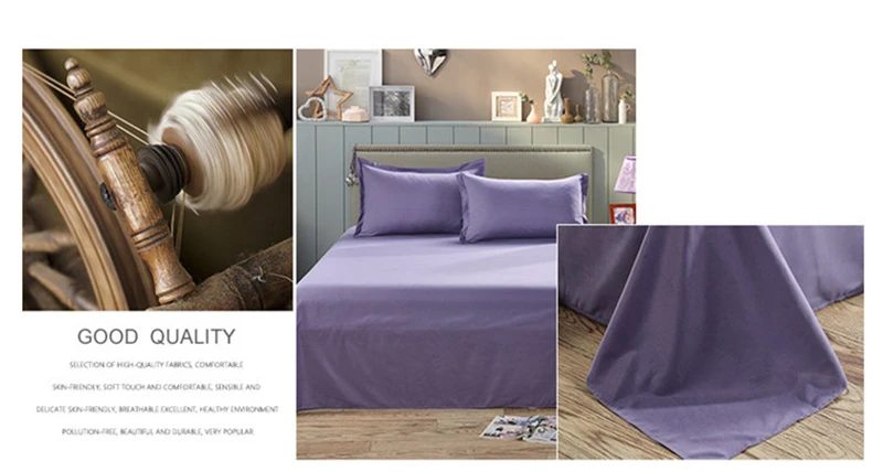 1 шт одноцветное Цвет двойной дед плоский приспособленный лист Цвет ful PolyesterBedding комплект краткое постельное белье без каблука двойной лист King Размеры 9