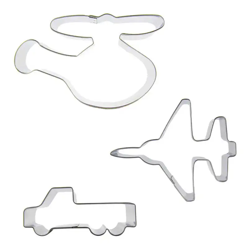 Helicopter Pickup truck Fightershaped 3pieces Stainless Steel Products Biscuit Dies Cake Decoration Soft Candy Tools. | Дом и сад