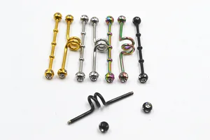 Lot50pcs Free Shippment Surgical Steel 14g Industrial Ear Barbells Scaffold Earring Gems body piercing jewelry Lot50pcs Free Shippment Surgical Steel 14g Industrial Ear Barbells Scaffold Earring Gems body piercing jewelry