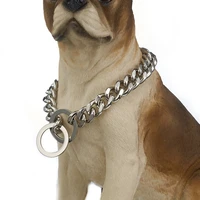 1215mm heavy silver color safety pet supplies necklace choker 316l stainless steel cuban curb link chain dog collar 12 36 cool