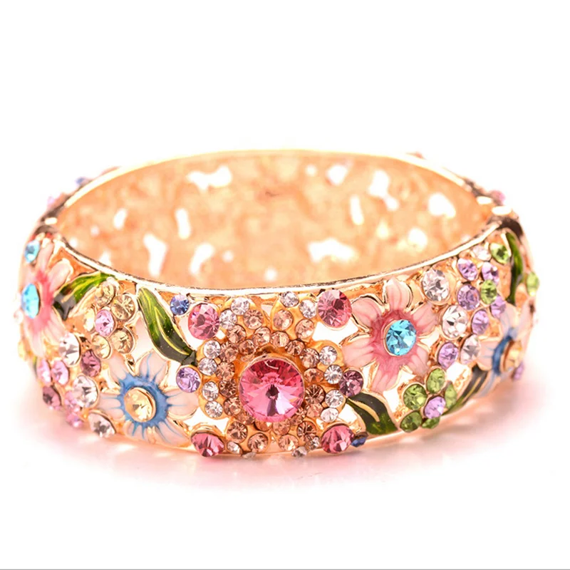 Новый роскошный браслет в стиле ретро с изображением благородных пустотелых роз