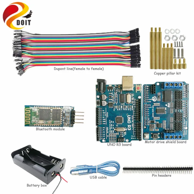 

DOIT 1 set Bluetooth Control Kit for Robot Smart Crawler Tank Car Chassis with UNO R3 Board for Arduino kit DIY