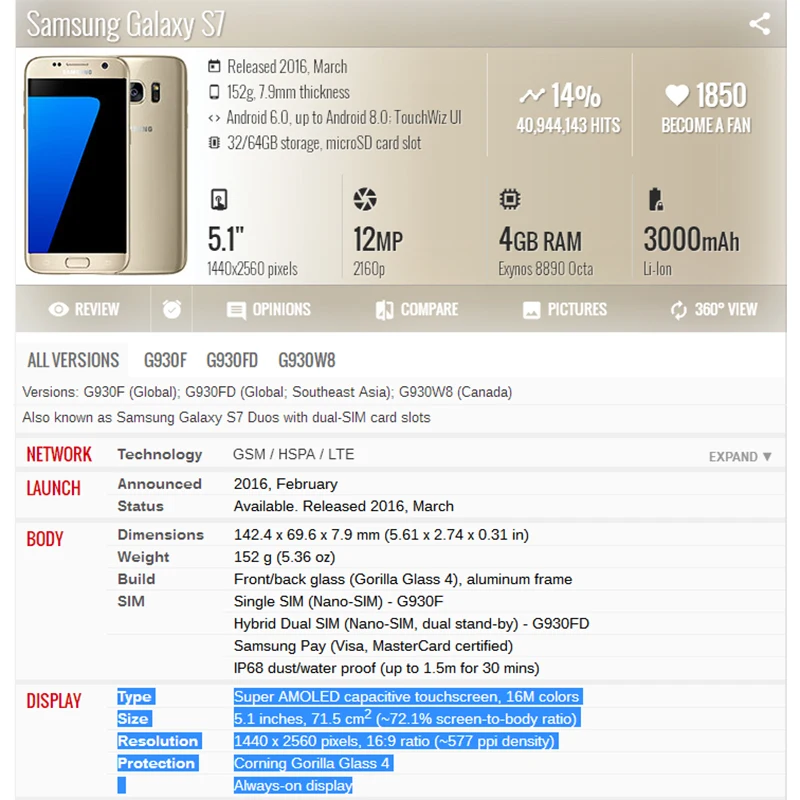 Полный оригинал для Samsung Galaxy G930FD G930W8 G930F G930 S7 ЖК дисплей сенсорный экран сборка