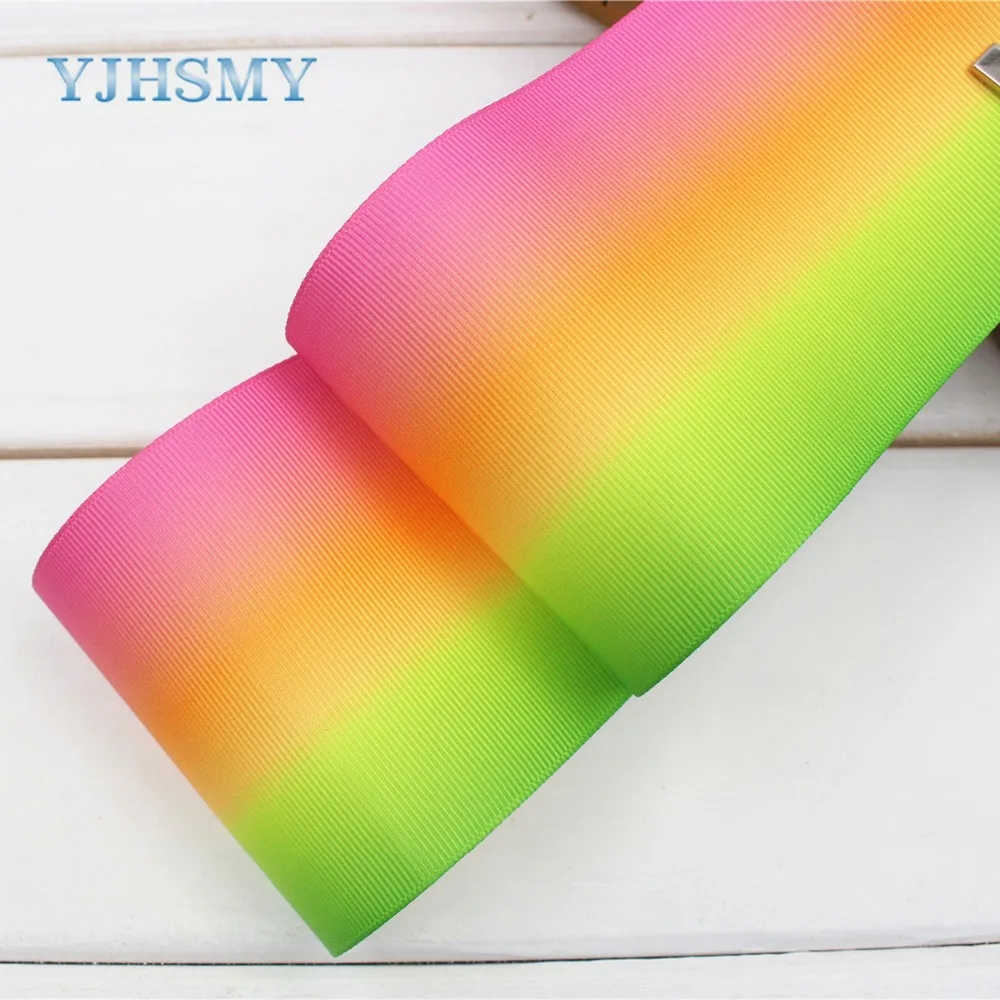 174011 2 ярдов 3 &quot75 мм градиент цвета радуги печатные ленты grosgrain DIY материалы ручной