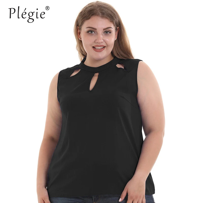 Женская блузка без рукавов Plegie большие размеры 5XL 6XL Летние шифоновые топы и