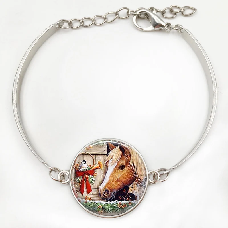 Ожерелье Санта с лошадью рождественская подвеска для автомобиля ручная работа