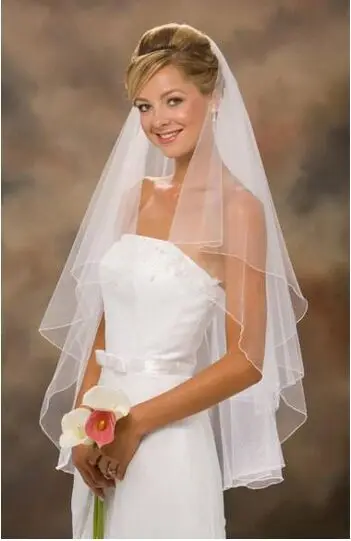 Въелось Novias Лидер продаж Белый Кот Короткие Тюль Свадебная Фата с расческой два