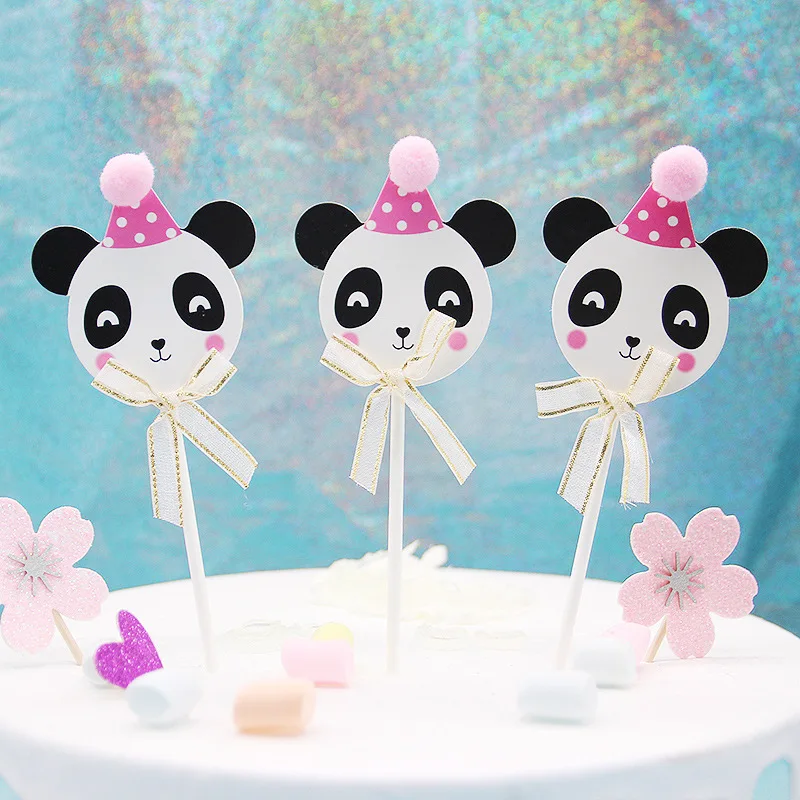 3 шт./пакет мультфильм панда торт кекс Toppers Pick Baby Shower с днем рождения украшения для