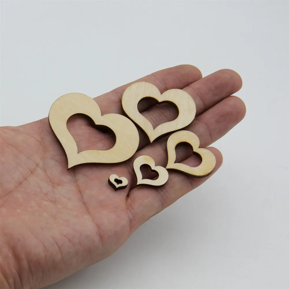 100 шт смешанные размеры Сделай Сам пустые полые натуральные деревянные формы