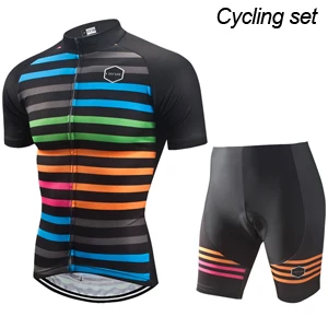 Cycling Set Uhtxhu, одежда для велоспорта, мужская летняя велосипедная трикотажная одежда, дышащая одежда с коротким рукавом, набор для велоспорта/комплект/костюм - Цвет: Cycling Set