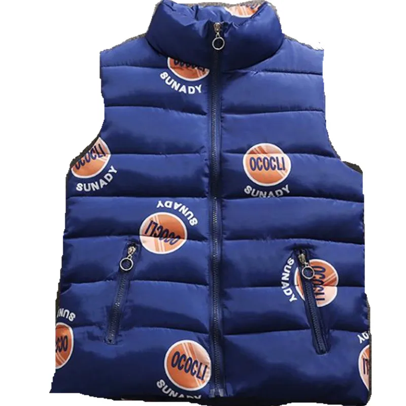 

Fashion Print Letter Autumn Winter Women Vest 2018 Short Stand-Collar Down Cotton Waistcoat Plus Size 3XL Vest For Women Q502