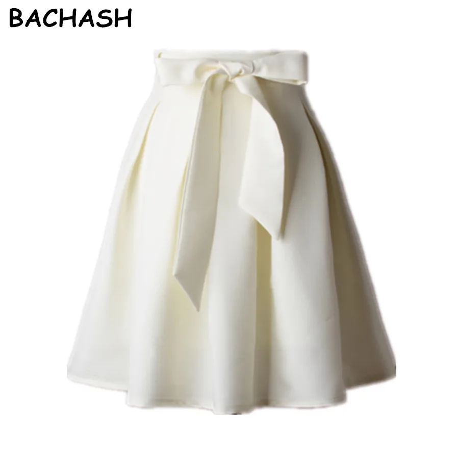 BACHASH, женские плиссированные юбки, лето, Ретро стиль, высокая талия, мини, выше колена, Офисная Рабочая одежда, расклешенная юбка-пачка, Saias Femininas, однотонная, XL