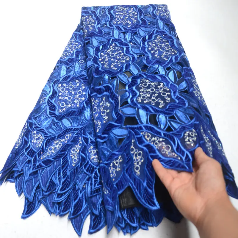 

Unique New Purple Velvet Lace Fabric, High quality handcut African lace fabric, Nigerian Lace Fabrics with Stone for Party DG228