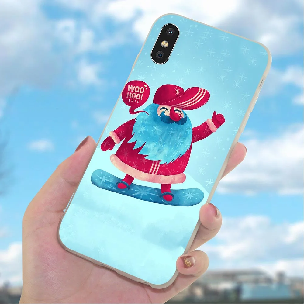 Мягкий Рождественский новогодний чехол из ТПУ для телефона iPhone 8 6 Plus чехлы 7 5 X 6S