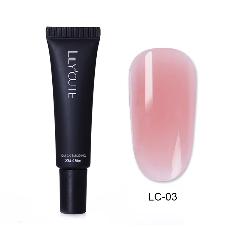 LC-03 LILYCUTE, 20 мл, быстрое строительство, УФ-гель, полиполивинилхлорид, для наращивания ногтей, гель, обнаженный белый, прозрачный, строительный, для ногтей, плесень, кисть, раствор для скольжения, жидкость - Цвет: LC-03