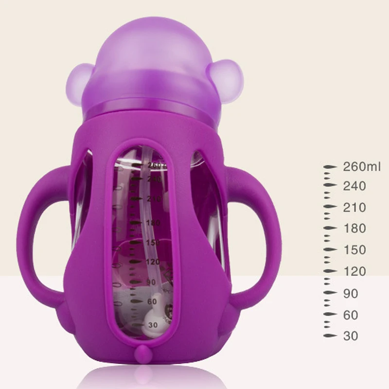 Милое животное обезьянка стеклянная детская бутылочка для кормления молочной