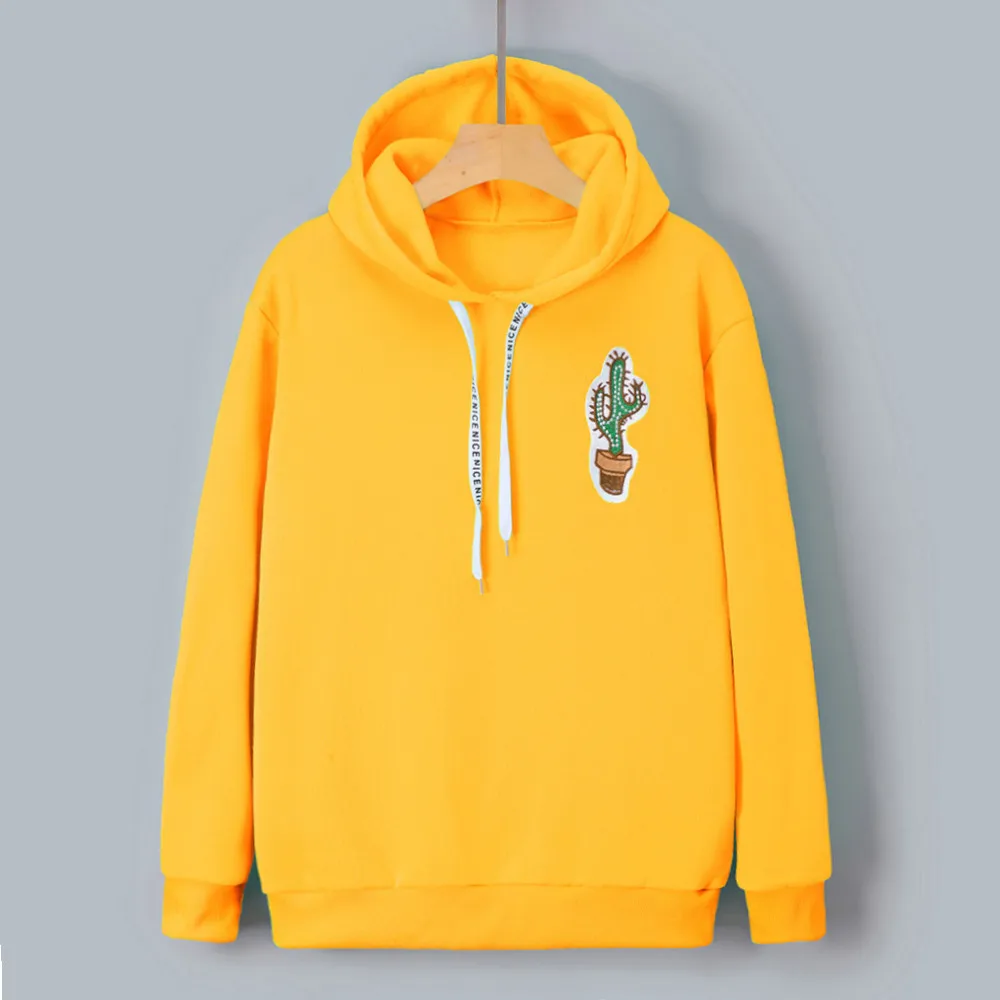 Женская хлопчатобумажная Повседневная Толстовка с принтом кактуса ярких цветов