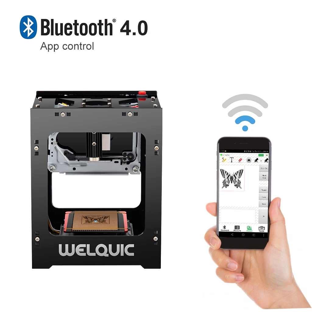 Welquic 1500 mW Мини USB DIY Лазерный гравер с ЧПУ машина Bluetooth 4 0 деревянный маршрутизатор