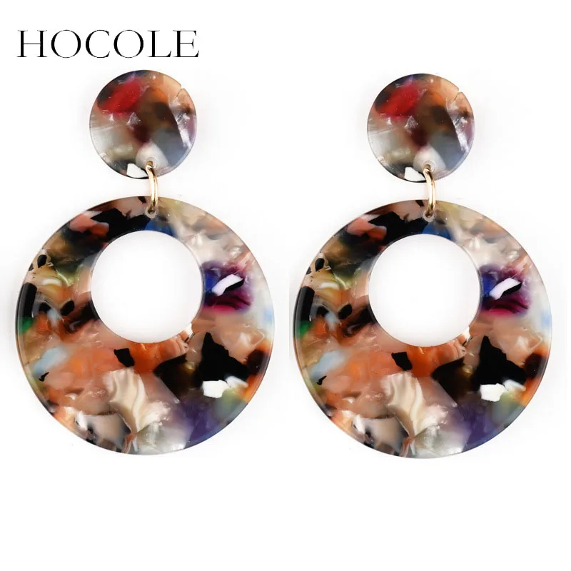 HOCOLE НОВЫЕ геометрические Висячие серьги для женщин винтажные полимерные