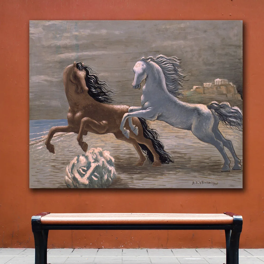 Картина на холсте giorgio de chirico cavalli in riva al MAR для гостиной украшение дома картина