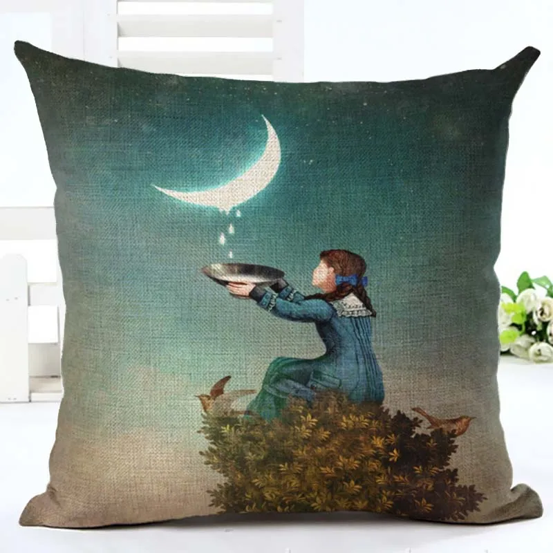 18-дюймовая Цифровая печатная подушка чехол с рисунком сказочной девушки