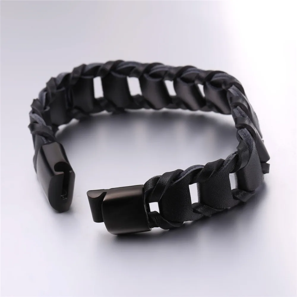 Браслет из натуральной кожи с вырезами нержавеющей стали | Украшения и