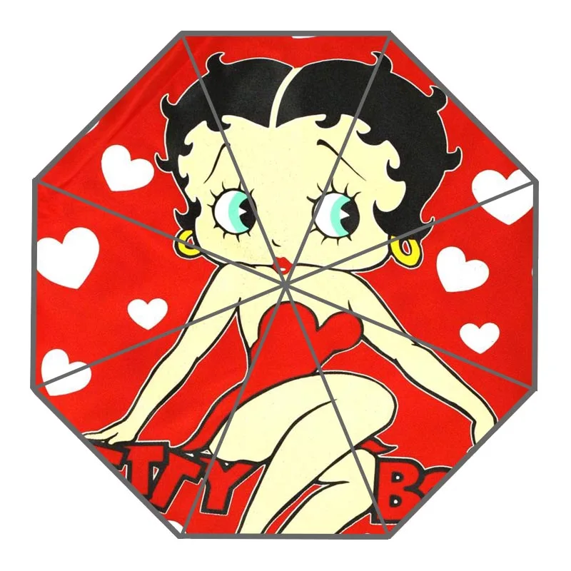 Высокое качество 3 складной зонт Betty Boop автоматический модный креативный индивидуальный зонтик для мужчин и женщин - Цвет: Светло-зеленый