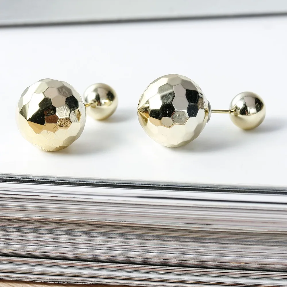 DoreenBeads Горячие круглые акриловые сережки серьги Doublelight золотого цвета