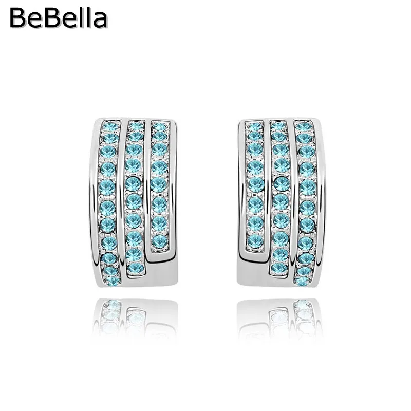 Серьги гвоздики BeBella arc с чешскими кристаллами модные оригинальные брендовые