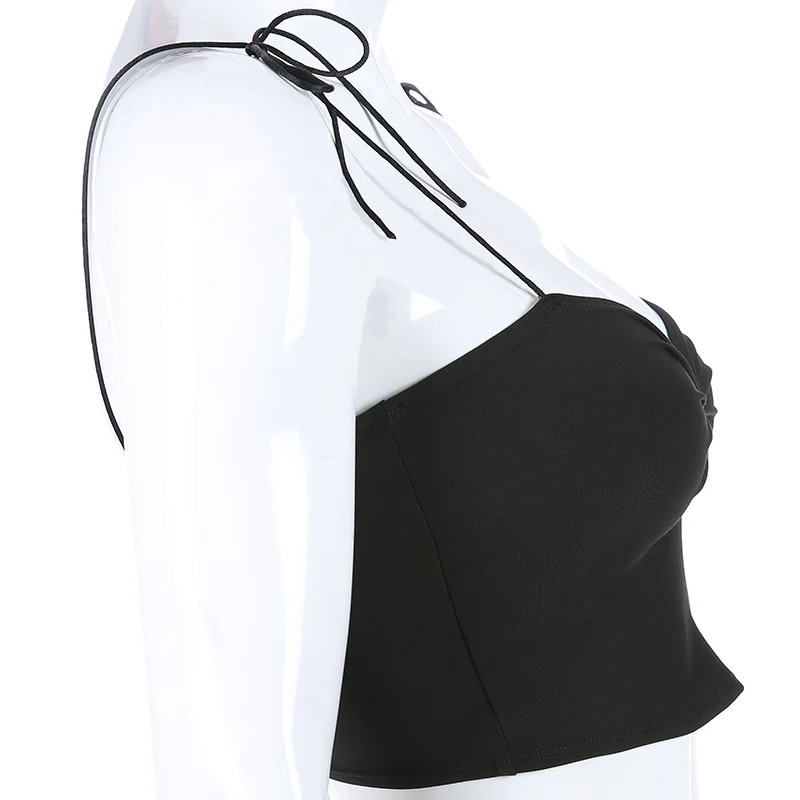 HEYounGIRL Ruched Черный Белый короткий топ женские бюстье с открытой спиной сексуальный топ Харадзюку укороченный камзол уличная Летняя Вечеринка