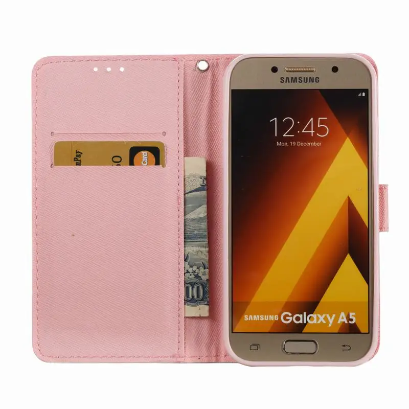 Для samsung Galaxy A5 A7 2017 чехол кожаный бумажник для телефона кейс милый 3D обратная