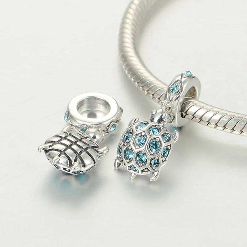 Новинка! Бусины из серебра 925 пробы с подвеской в виде морской черепахи|silver beads|925