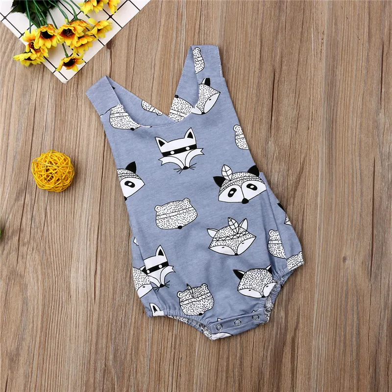 

Newborn Toddler Baby Boys Girls clothes backless Geometry cotton lovely Jumpsuit round neck sleeveless kids Bodysuit one pieces