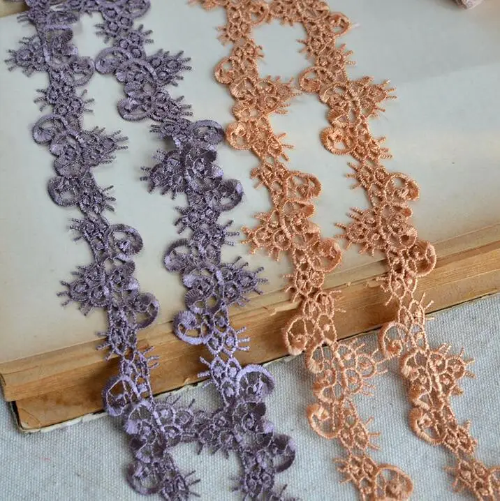 Привлекательная вышитая кружевная отделка в форме листа 3 метра лента ткань для