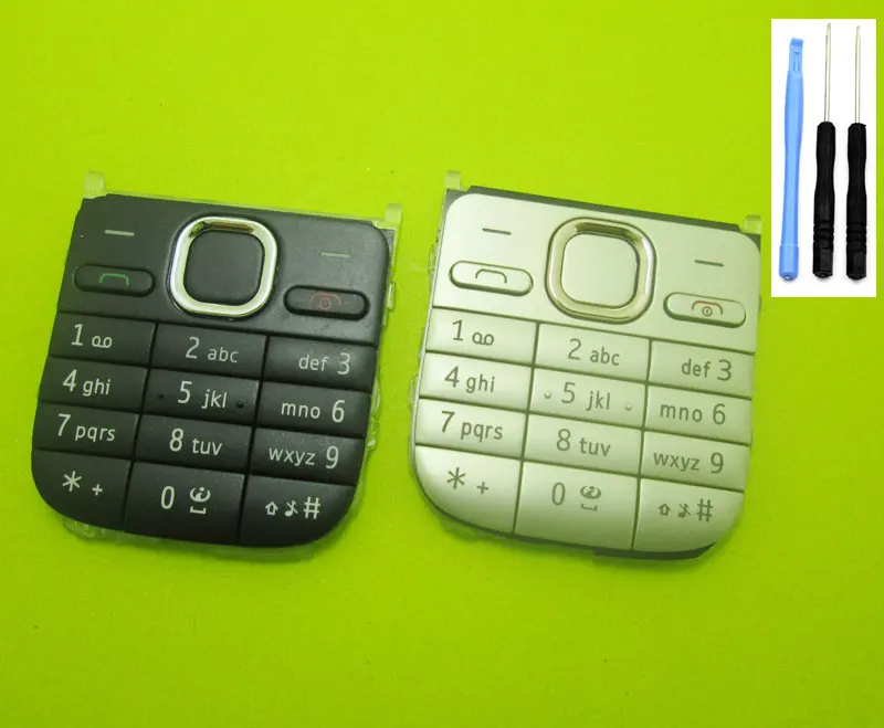 Английские кнопки клавиатуры с буквенным принтом для Nokia C2 01 золотые черные и