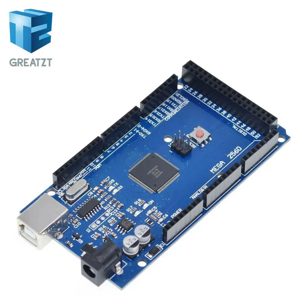 Плата GREATZT Mega 2560 R3 Mega2560 REV3 (ATmega2560 16AU CH340G) на usb кабеле совместима с arduino [с