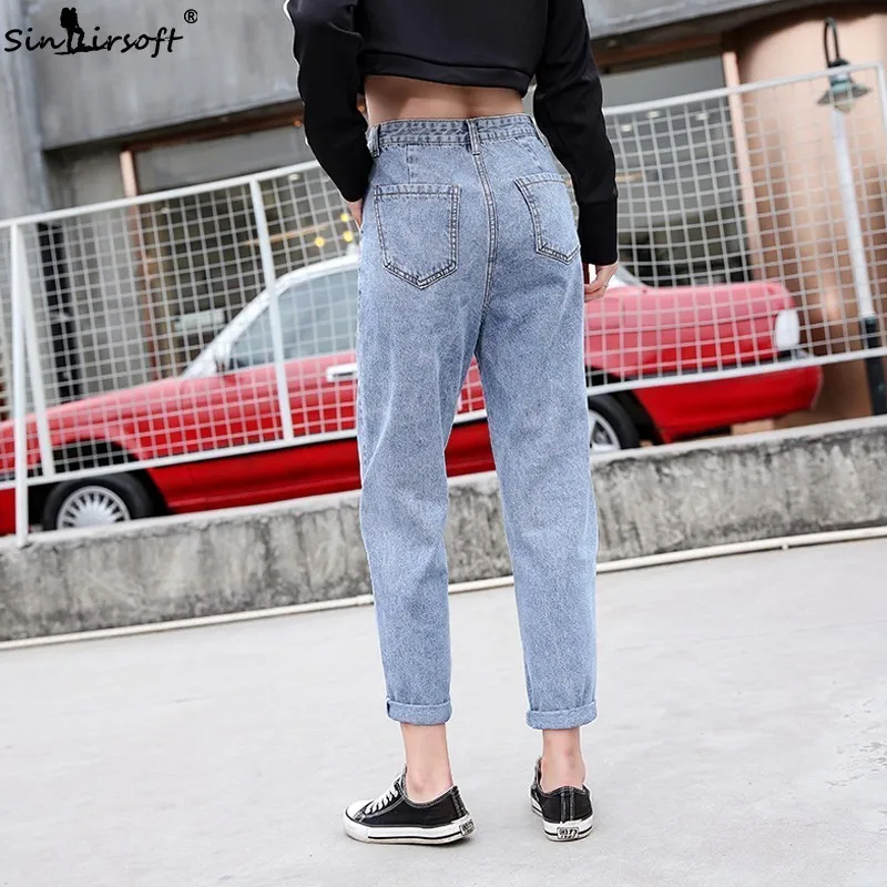 SINAIRSOFT летние новые женские повседневные свободные джинсы с высокой талией