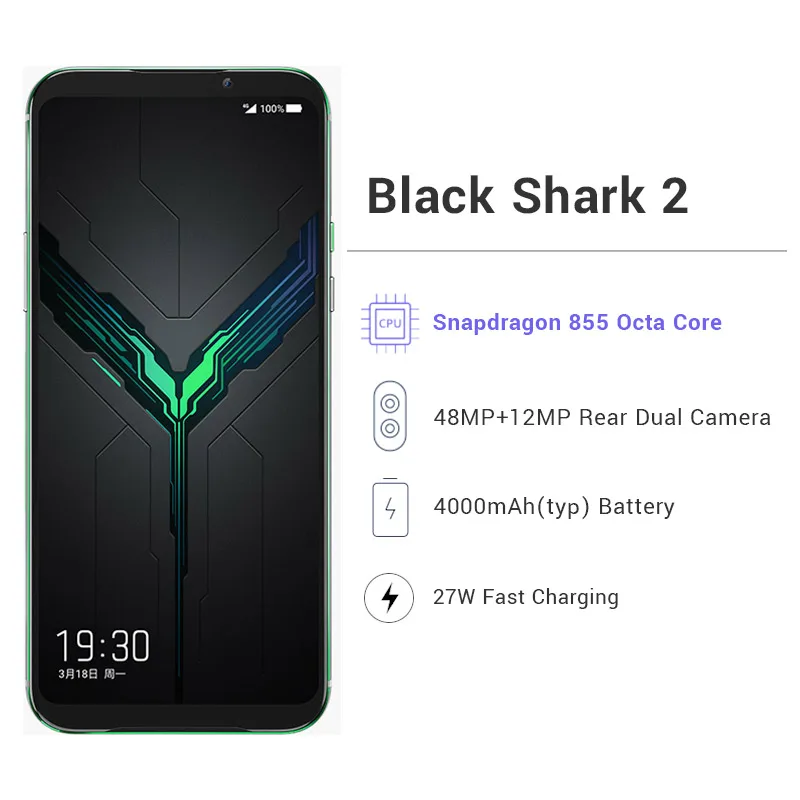 Глобальная версия Xiaomi Original Black Shark 2 8 Гб 128 ГБ Snapdragon 855 Восьмиядерный игровой