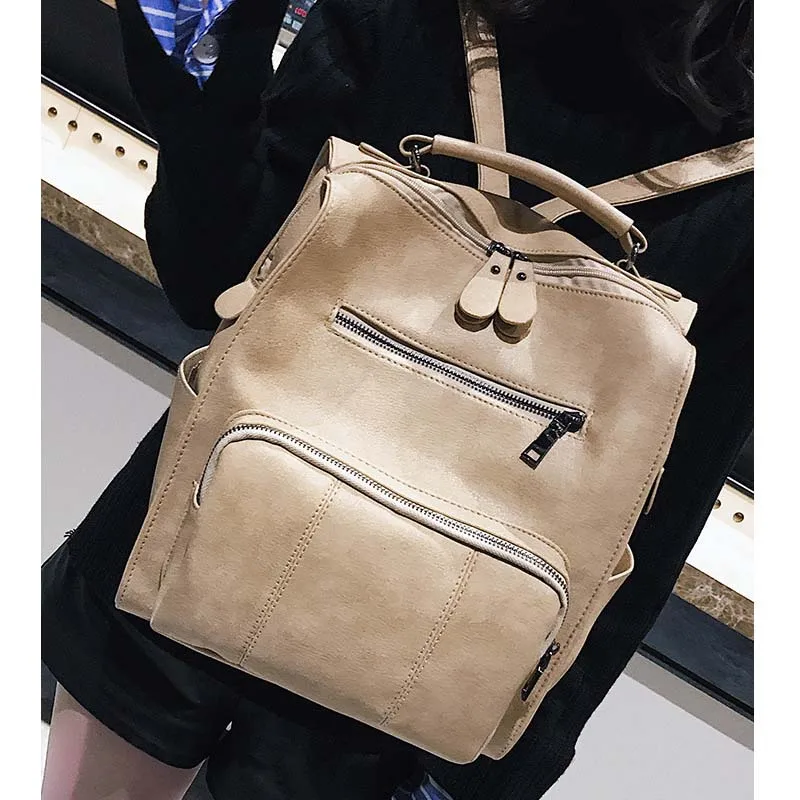 Новый Ретро стиль pu кожа путешествие в мумию Сумка сплошной цвет женский рюкзак