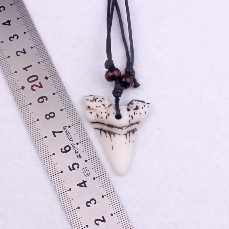 adjustable rope chains handmade resin shark teeth necklaces for women men traveling ethnic necklace fj825 | Украшения и