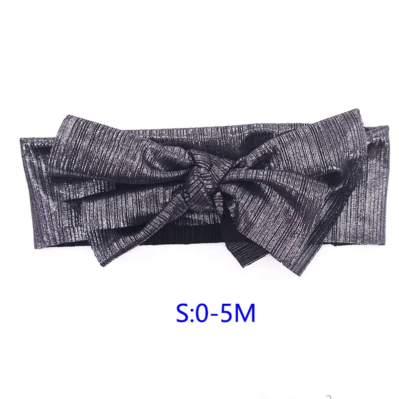 darkgray-S Повязка на голову с серебристым металлическим бантом для новорожденных мальчиков и девочек, Милая Детская повязка на голову, аксессуары для новорожденных, подарки - Цвет: darkgray-S