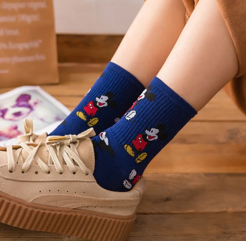 Корейский стиль calcetines Микки Мода Новинка милый мультфильм мышь Sox четыре сезона дикий забавные Женские носочки хлопок Sokke