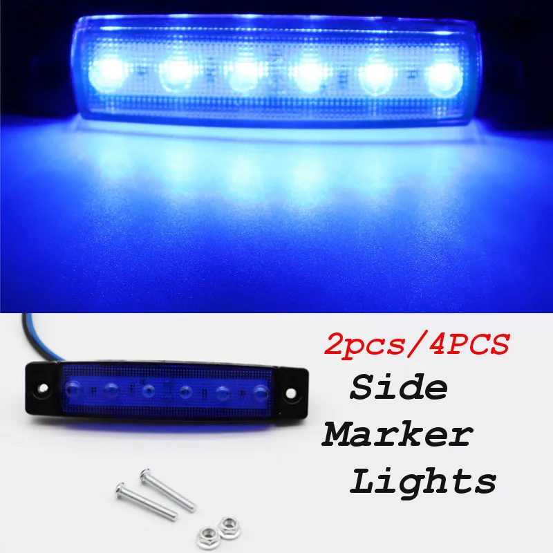 2 шт./4 шт 12V/24V синий автомобиль внешний светильник 6 SMD СВЕТОДИОДНЫЙ Грузовик